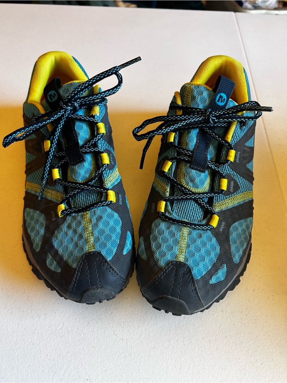 Merrell Women's Teal and Yellow Trail Sneakers